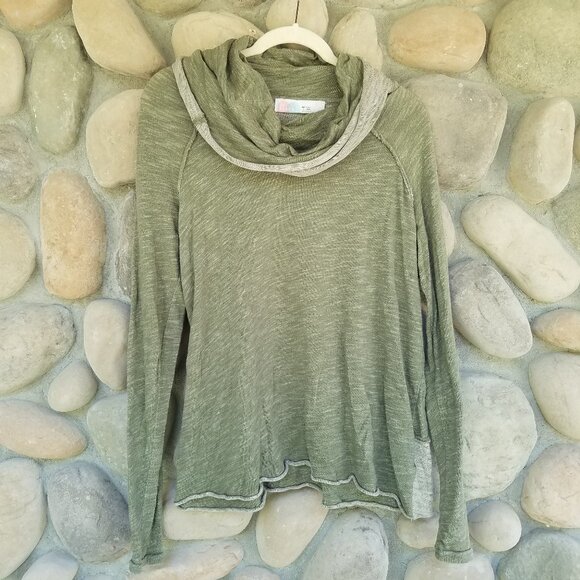 FREE PEOPLE Olive Green Cowl Neck Pull-Over Sweater ONE BODY UN Corp - Picture 6 of 12